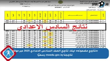 «نتائج مضمونة» لينك نتائج الصف السادس الإعدادي 2025 عبر موقع نتائجنا moedu.gov.iq رسميًا